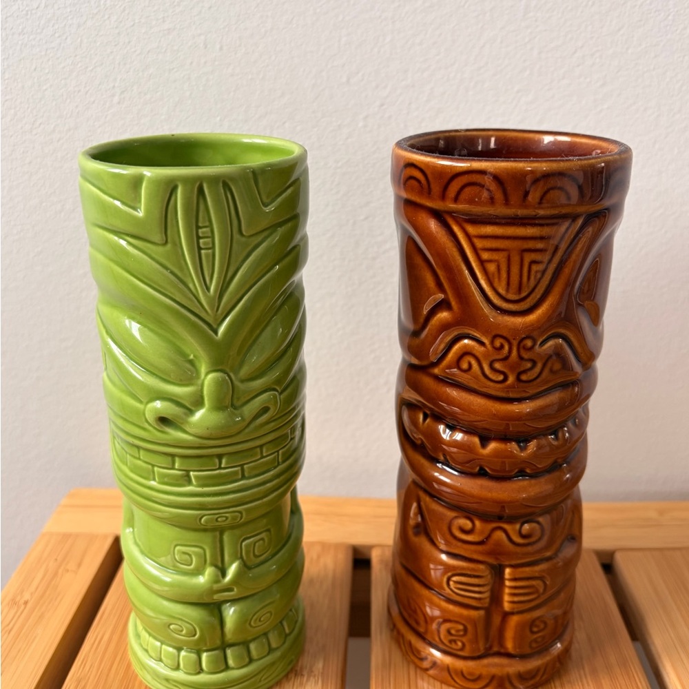 Pair of Ceramic Tiki Mugs